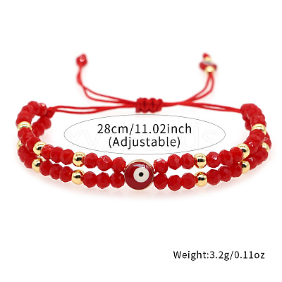Multi-Layer Glass & Brass Beaded Adjustable Bracelets CL9505-1-1