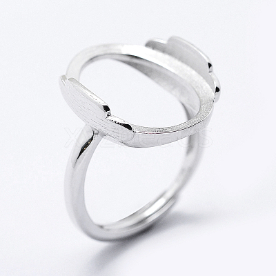 Anti-Tarnish Rhodium Plated 925 Sterling Silver Finger Ring Components STER-G027-10P-1
