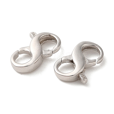 Rhodium Plated 925 Sterling Silver Double Opening Lobster Claw Clasps LS-STER-Q187-01B-P-1