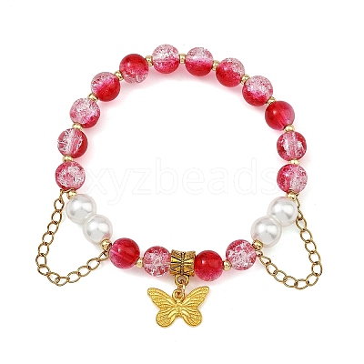 Alloy Butterfly Charm Bracelets BJEW-JB14139-01-1