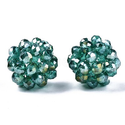 Electroplate Glass Round Woven Beads X-GLAA-T024-01A-1
