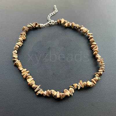 Natural Picture Jasper Chip Beaded Necklaces for Women IW6789-31-1