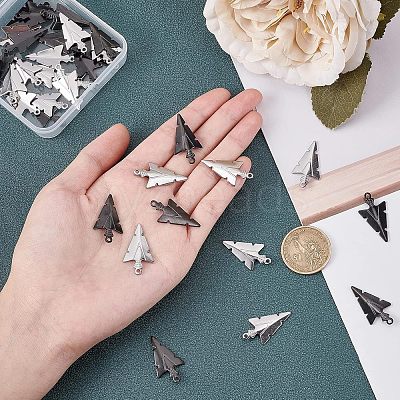 40Pcs 2 Color 304 Stainless Steel Pointed Pendants STAS-UN0023-90-1