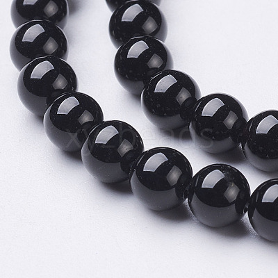 Natural Dyed & Heated Black Onyx Round Beads Strands X-GSR6mmC097-1