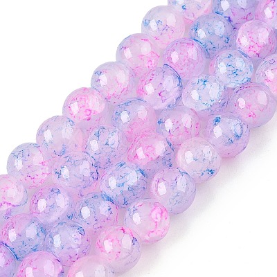 Baking Paint Crackle Glass Bead Strands DGLA-Q023-8mm-YS55-A-1