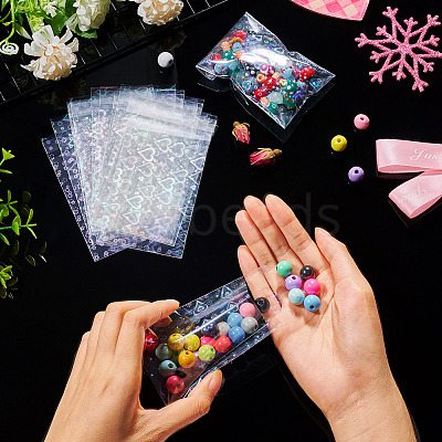 50Pcs Double Face Laser Rectangle PE Cellophane Bags ABAG-TAC0013-14B-1