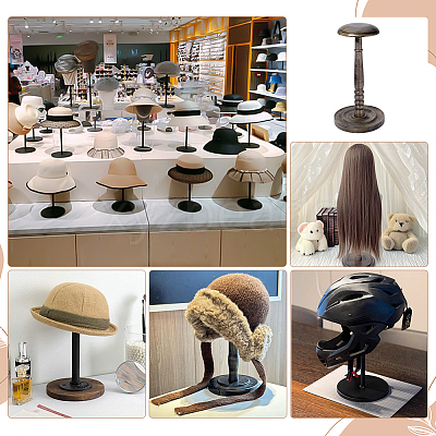 Wood Dome Shaped Stem Hat Rack AJEW-WH0609-778A-1