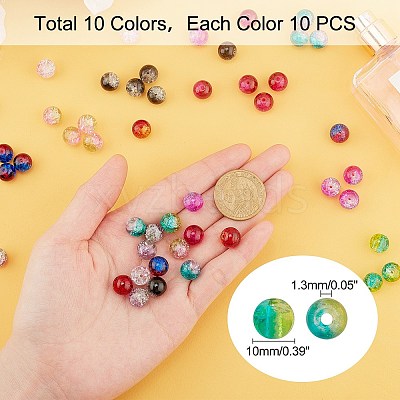 Round Transparent Crackle Glass Beads CCG-X0006-10mm-B-1