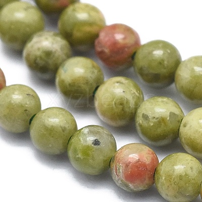 Natural Unakite Beads Strands G-A177-04-04-1