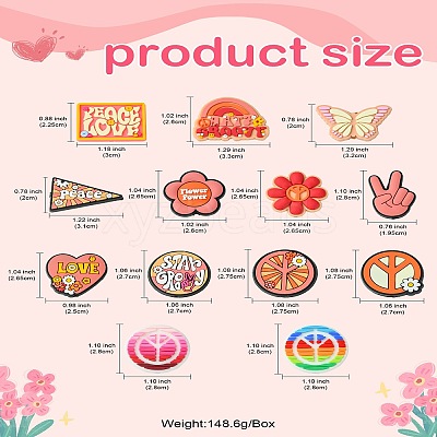 26Pcs 13 Styles Peace Themed PVC Plastic Beads PVC-CJ0001-02-1