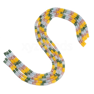 Gradient Color Natural Dyed White Jade & Green Strawberry Quartz & Strawberry Quartz Beads Strands GG-CBA1E0E-01B-1