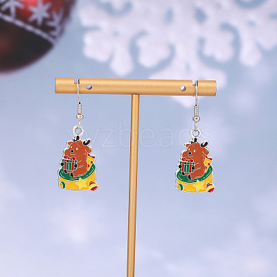 Christmas Theme Alloy Enamel Dangle Earrings FS-WGBB05F-12-1