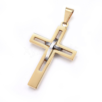 304 Stainless Steel Pendants STAS-O108-67GP-1