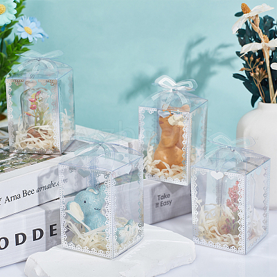 Folding Heart Print Transparent PVC Gift Packing Boxes CON-WH0085-192A-02-1