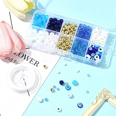 DIY Evil Eye Lampwork & Glass Beads Bracelets Jewelry Making Kits DIY-FS0007-43-1