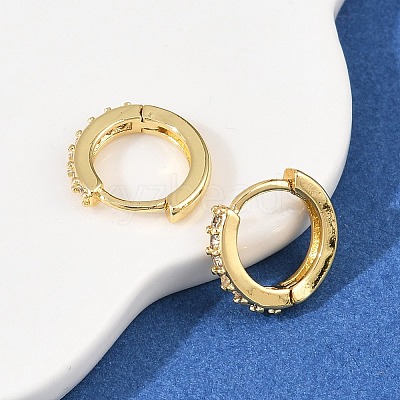 Brass Cubic Zirconia Hoop Earrings EJEW-A156-13A-G-1