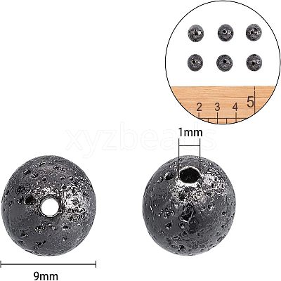 Electroplated Natural Lava Rock Beads G-NB0001-91B-1