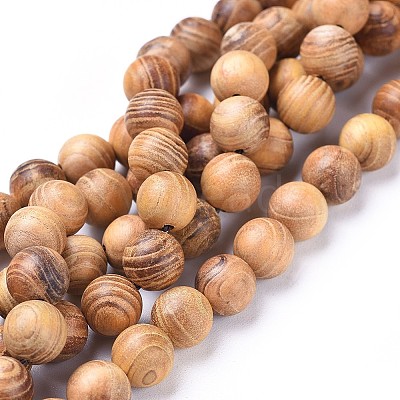 Natural Wood Beads Strands WOOD-F008-05-C-1