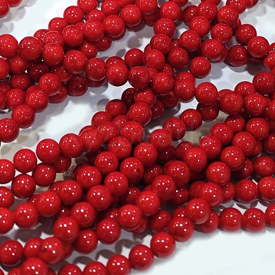 Natural Dyed Mashan Jade Gemstone Bead Strands X1-G-R272-8mm-01-1
