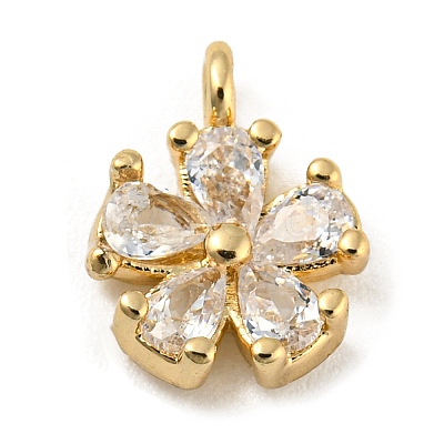 Brass with Clear Cubic Zirconia Charms X-KK-G478-02A-KCG-1