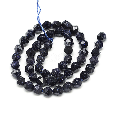 Synthetic Blue Goldstone Beads Strands X-G-S149-11-8mm-1