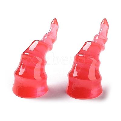 Halloween 3D Devil Horns Transparent Resin Cabochons RESI-F051-C03-1