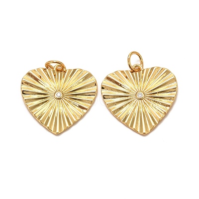 Brass Micro Pave Clear Cubic Zirconia Pendants ZIRC-P086-11G-1