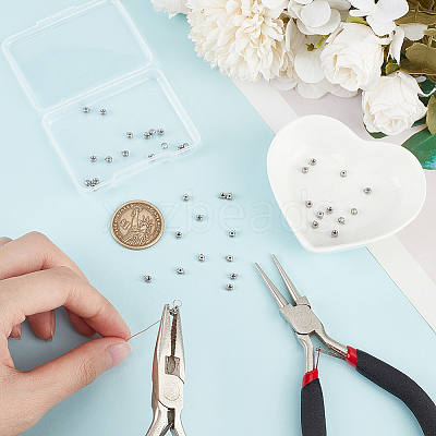 40Pcs 303 Stainless Steel Crimp Beads STAS-UN0056-73-1