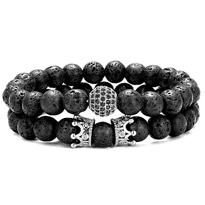 5 Style Natural Lava Rock Round Beads Strands G-CJ0001-52-1