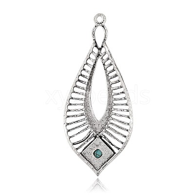Teardrop Antique Silver Plated Alloy Synthetic Turquoise Big Pendants PALLOY-J595-01AS-1