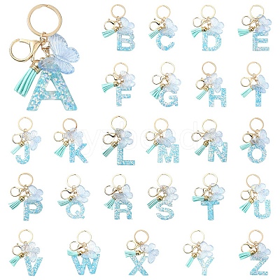 Resin & Acrylic & Faux Suede Tassel Keychain X1-KEYC-YW00117-01-1