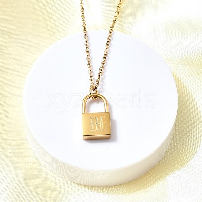 304 Stainless Steel Rolo Chain Pendant Necklaces NJEW-S444-01G-23-1