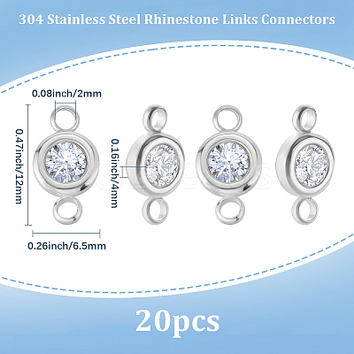 20Pcs 304 Stainless Steel Crystal Rhinestone Links Connectors STAS-BBC0009-19P-1