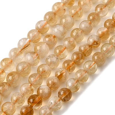Heated Natural Citrine Beads Strands G-D323-A01-6mm-A-1