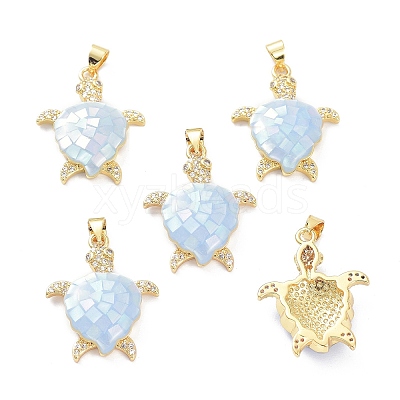 Real 18K Gold Plated Brass Micro Pave Clear Cubic Zirconia Pendants KK-D004-05G-C-1