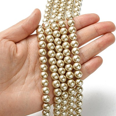 Eco-Friendly  Dyed Glass Pearl Round Bead Strands X-HY-A002-8mm-RB021-1