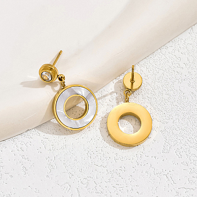 Cubic Zirconia Donut Dangle Stud Earrings NH4913-1