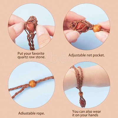 Adjustable Braided Waxed Cord Macrame Pouch Necklace Making NJEW-I243-A02-1