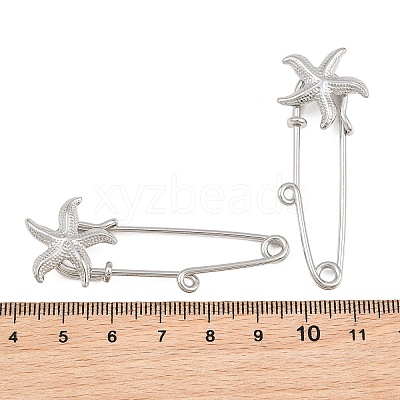 Starfish 304 Stainless Steel Safety Pins Brooch Findings SA-CBA098D-16H-P01-1