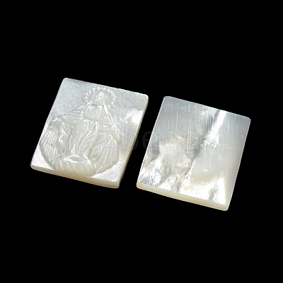 Carved Natural White Shell Cabochons SSHEL-N038-07-06-1