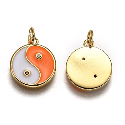 Brass Micro Pave Clear Cubic Zirconia Pendants KK-C100-16G-04-1