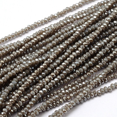 Faceted Rondelle Full Rainbow Plated Electroplate Glass Beads Strands EGLA-M004-2mm-A13-1