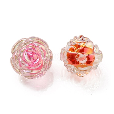 UV Plating Rainbow Iridescent Acrylic Beads X-OACR-P010-20-1