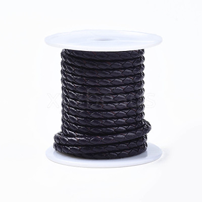 Braided Cowhide Leather Cord NWIR-N005-01G-4mm-1