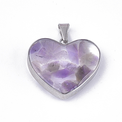 Natural Amethyst Pendants X-STAS-T043-01H-1