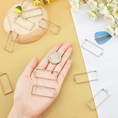 Rack Plating Alloy Rectangle Open Back Bezel Pendants PALLOY-UN0001-12P-FF-1
