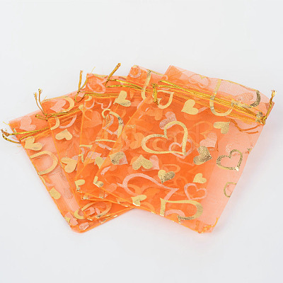 Heart Printed Organza Bags OP-R022-10x12-06-1