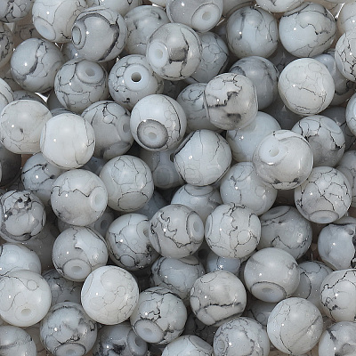 3Strands Baking Paint Glass Round Bead Strands DGLA-LT0001-02B-1