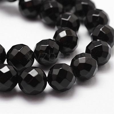 Natural Dyed & Heated Black Onyx Beads Strands G-D840-23-8mm-1
