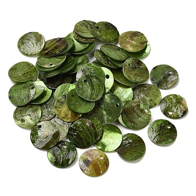 Spray Painted Natural Akoya Shell Charms SHEL-F007-15A-07-1